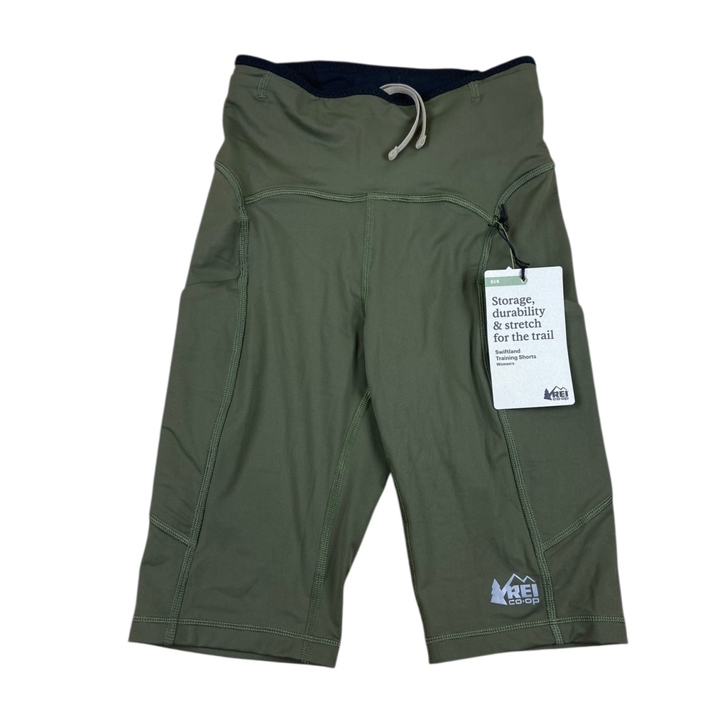 NWT Women XS REI Co-Op Green Swiftland 9" Running Shorts  Green High Rise